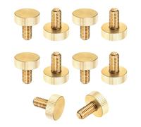 M METERXITY 10-Pack Knurled Thumb Screws, M8x16mm Solid Brass Flat Head Fully Threaded Knobs Bolts Fasteners W Grip for Electronic/Equipment/Industry/Home, Thumbscrew Threaded Knurled Tip