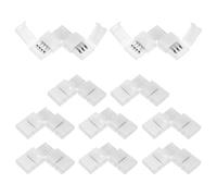 M METERXITY 10-Pack L-Shape 4-Pin RGB LED Strip Lights Connectors, Solderless and Gapless Adapter Connectors for 8mm 5050 2835 Strip Lights/DIY Lighting, LED Tape Light Clips[White]