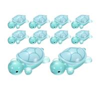 M METERXITY 10-Pack Luminous Medium Resin Turtles, 3.39" Glow in the Dark Tiny Sea Turtle for Fairy Garden/Micro Landscaping/Dollhouse, Cute Miniature Ocean Animal Figurine to Hide [Cyan]
