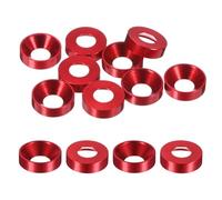 M METERXITY 10-Pack M8 Countersunk Finish Washers, Hole Dia 0.31"/8mm Alloy Aluminum Finish Cup Washer Screw Head Gasket for Industrial/Screw RC/Car/Motorcycle/Mechanical Parts [Red]