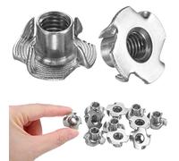 M METERXITY 10-Pack M8x10.7mm T-nut, Stainless Steel 4-Pronged Tee Nut Threaded Insert for Wood/Rock Climbing Holds/Furniture, Corrosion Resistant Fasteners