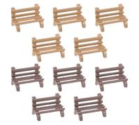 M METERXITY 10-Pack Miniature Park Bench Models, 1.3x0.6x0.8" ABS Mini Village Garden Chair for DIY Micro Landscaping/Fairy Garden/Dollhouse, Train Platform Bench Toy [Light Brown, Dark Brown]