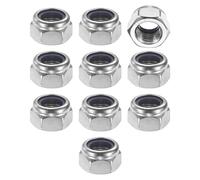 M METERXITY 10-Pack Nylon Insert Hex Lock Nuts, M16 x 2mm Thread 304 Stainless Steel Self-Locking Locknuts Hexagon Nut Metric Nuts for Machinery/Home Repair/Industrial Fasteners