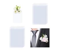 M METERXITY 10-Pack Pocket Boutonnieres Holders, No-Lapel Pin Plastic Flower Sleeve for Wedding/Bridegroom/Party/Prom, Fits in Jacket/Suits Pockets, Square Corsage Card Sleeves, [Clear]