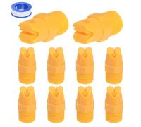 M METERXITY 10-Pack PP Flat Fan Sprayer Tip, 1/4BSPT Male Thread 65 Degree 1.3mm Orifice Dia. Plastic Spray Nozzle Tips W Sealing Tape for Cooling/Spraying/Cleaning/Garden/Industrial [Yellow]
