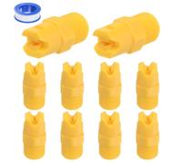 M METERXITY 10-Pack PP Flat Fan Sprayer Tip, 1/4BSPT Male Thread 65 Degree 2.4mm Orifice Dia. Plastic Spray Nozzle Tips W Sealing Tape for Cooling/Spraying/Cleaning/Garden/Industrial [Yellow]