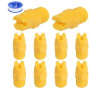 M METERXITY 10-Pack PP Flat Fan Sprayer Tip, 1/4BSPT Male Thread 95 Degree 1.8mm Orifice Dia. Plastic Spray Nozzle Tips W Sealing Tape for Cooling/Spraying/Cleaning/Garden/Industrial [Yellow]