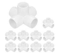 M METERXITY 10-Pack PVC Fittings, 3/4 Inch PVC Pipe Connectors 5-Way for Building Furniture/Greenhouse/Shed Pipe Fittings/Tent Connection, Furniture Build Grade PVC Elbow [White]