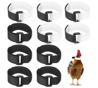 M METERXITY 10-Pack Rooster Collars, 8.07" x 0.79" Adjustable Soft Polyester Anti-Noise Neck Belt for Chickens and Poultry Birds, Noise Control Collar [Black/White]