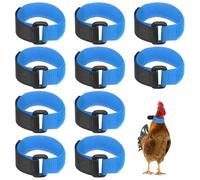 M METERXITY 10-Pack Rooster Collars, 8.07" x 0.79" Adjustable Soft Polyester Anti-Noise Neck Belt for Chickens and Poultry Birds, Noise Control Collar [Blue]