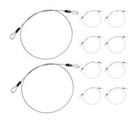 M METERXITY 10-Pack Security Cable Lock, 2FT 2mm PVC Coated Stainless Steel Luggage Lock Wire Rope with Double Loop for Travel/Gate/Bike, Cut-Resistant Braided Steel Cable [Transparent]