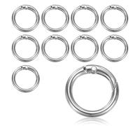 M METERXITY 10-Pack Silver Spring O Rings, Rustproof Alloy Round Spring Ring Clasp, 19 mm Interior Diameter Snap Clip Trigger Spring Keyrings Buckle for Bags/Purses/DIY Crafts