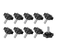 M METERXITY 10-Pack Star Clamping Knobs, M8x20mm Male Thread Hand Tightening Screw for Machinery/Electronic/Furniture/Umbrella Base, Machine Handle Replacement [38mm, Black]