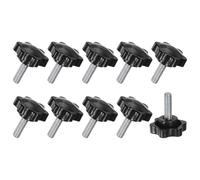 M METERXITY 10-Pack Star Clamping Knobs, M8x25mm Male Thread Hand Tightening Screw for Machinery/Electronic/Furniture/Umbrella Base, Machine Handle Replacement [38mm, Black]