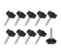 M METERXITY 10-Pack Star Clamping Knobs, M8x40mm Male Thread Hand Tightening Screw for Machinery/Electronic/Furniture/Umbrella Base, Machine Handle Replacement [38mm, Black]