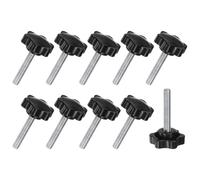 M METERXITY 10-Pack Star Clamping Knobs, M8x50mm Male Thread Hand Tightening Screw for Machinery/Electronic/Furniture/Umbrella Base, Machine Handle Replacement [38mm, Black]