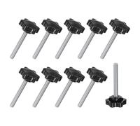 M METERXITY 10-Pack Star Clamping Knobs, M8x60mm Male Thread Hand Tightening Screw for Machinery/Electronic/Furniture/Umbrella Base, Machine Handle Replacement [38mm, Black]