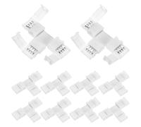 M METERXITY 10-Pack T-Shape 4-Pin RGB LED Strip Lights Connectors, Solderless and Gapless Adapter Connectors for 8mm 5050 2835 Strip Lights/DIY Lighting, LED Tape Light Clips[White]