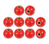 M METERXITY 10-Pack Threaded Ball Knobs, M12 Female Thread 40mm Dia. Thermoset Ball Knob for Lathe/Machine/Lawn Mowers, Round Phenolic Brass Insert Lever Handle [Red]