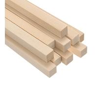 M METERXITY 10-Pack Wood Square Dowel Rods, 25/64 x 8 Inch Unfinished Wooden Square Dowel Rod, Hardwood Square Dowel Sticks for Crafts/DIY Projects/Models Making [Wood Color]