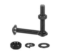 M METERXITY 10 Set M8 x 50mm Flanged Button Head Socket Cap Screws, Black 304 Stainless Steel 18-8 Hex Socket Head Screws Bolts, Nuts, Flat & Lock Washers for DIY, Furniture, Automotive