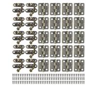 M METERXITY 10-Sets Jewelry Box Hinges and Latches, 1.06in (27mm) 10pcs Iron Latch Hook and 20pcs Interior Door Folding Butt Mini Hinges with Screws for Wooden/Jewelry Box/Cabinet