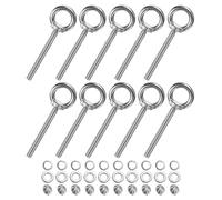M METERXITY 10-Sets Stainless Eyebolt M8x80mm Shoulder Lifting Eye Bolt with Nuts Washers Male Screw Thread Ring Shoulder Eye Bolts Length 3.15 Inch for Suspending/Fastening