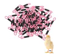M METERXITY 100-Pack Adjustable Chick Leg Bands 1.38" x 0.2" Pink | Polyester Chicken Leg Brace, for Chicks, Ducks, Birds, Poultry Leg Bands