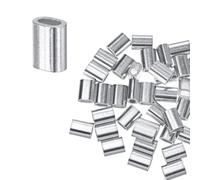 M METERXITY 100-Pack Aluminum Crimping Loop Sleeves, 1.2mm 3/64" Single Round Barrel Wire Rope Sleeves Cable Ferrule for Wire Rope/Cables Crimping Loop Sleeve