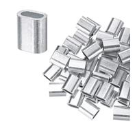 M METERXITY 100-Pack Aluminum Crimping Loop Sleeves, 4mm 1/6" Single Round Barrel Wire Rope Sleeves Cable Ferrule for Wire Rope/Cables Crimping Loop Sleeve