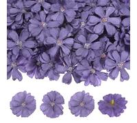 M METERXITY 100-Pack Artificial Flower Heads, Small Silk Faux Daisy Flowers for Wedding/Bouquet/Garland/Hat/Shoes/Party Decoration, Fake Cherry Blossom Petals [Dark Purple]
