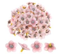 M METERXITY 100-Pack Artificial Flower Heads, Small Silk Faux Daisy Flowers for Wedding/Garland/Hat/Shoes/Party Decoration, Fake Mini Cherry Blossom Petals Bulk [Medium Pink]