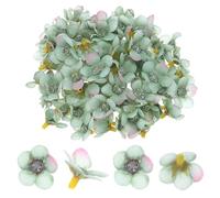 M METERXITY 100-Pack Artificial Flower Heads, Small Silk Faux Daisy Flowers for Wedding/Garland/Hat/Shoes/Party Decoration, Fake Mini Cherry Blossom Petals Bulk [Dark Green]
