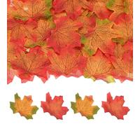 M METERXITY 100-Pack Artificial Maple Leaves, Fake Fall Leaves Faux Autumn Leaves for Thanksgiving/Wedding/Party/Wreaths Decor/Scrapbooking Crafts [8cm, Mixed 2 Colors]