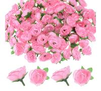 M METERXITY 100-Pack Artificial Roses Heads, 1.2 Inch Small Silk Faux Rose Head for Wedding/Bouquet/Party Decorations, Fake Bloom Flower Heads Buds [Pink]