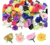 M METERXITY 100-Pack Artificial Roses Heads, 1.2 Inch Small Silk Faux Rose Head for Wedding/Bouquet/Party Decorations, Fake Bloom Flower Heads Buds [Multicolored]