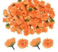 M METERXITY 100-Pack Artificial Roses Heads, 1.2 Inch Small Silk Faux Rose Head for Wedding/Bouquet/Party Decorations, Fake Bloom Flower Heads Buds [Orange]