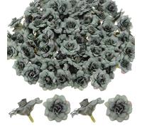 M METERXITY 100-Pack Artificial Roses Heads, Silk Faux Rose Head for Wedding/Bouquet/DIY Crafts/Party Decoration, Fake Bloom Flower Heads Buds [Dark Green]