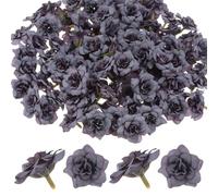 M METERXITY 100-Pack Artificial Roses Heads, Silk Faux Rose Head for Wedding/Bouquet/DIY Crafts/Party Decoration, Fake Bloom Flower Heads Buds [Gray]