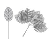 M METERXITY 100-Pack Artificial Silk Leaf, Faux Wire Single Leaves, Fake Flower Leaf with Stem for DIY Bouquet/Wreaths/Wedding/Garland/Party Decorations, Fake Rose Craft Leaves [Silver]