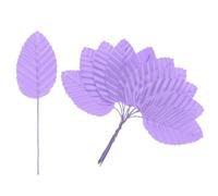 M METERXITY 100-Pack Artificial Silk Leaf, Faux Wire Single Leaves, Fake Flower Leaf with Stem for DIY Bouquet/Wreaths/Wedding/Garland/Party Decorations, Fake Rose Craft Leaves [Purple]