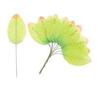 M METERXITY 100-Pack Artificial Silk Leaf, Faux Wire Single Leaves, Fake Flower Leaf with Stem for DIY Bouquet/Wreaths/Wedding/Garland/Party Decorations, Fake Rose Craft Leaves [Green Red]