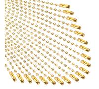 M METERXITY 100-Pack Ball Beads Chain, 4.7 in Metal Beaded Necklace Adjustable Keychain with Connectors for Jewelry Making/DIY Crafts/Hanging Decoration, Dog Tag Chain [Gold]