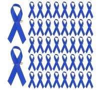 M METERXITY 100-Pack Blue Awareness Ribbons, Satin Ribbon with Safety Pins for Charity Public/Social Event/Party/Clothing Decoration, Hope Faith Awareness Lapel Brooch
