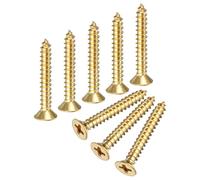 M METERXITY 100-Pack Brass Wood Screws M3.5 x 25mm Phillips Flat Head Self-Tapping Screw Connector Fasteners for Door Hinges/Woodworking/Furniture Repair/Gardening/DIY Crafts Decorative Screws