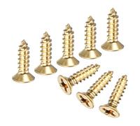 M METERXITY 100-Pack Brass Wood Screws, M3 x 10mm Phillips Flat Head Self-Tapping Screw Connector Fasteners for Door Hinges/Woodworking/Furniture Repair/Gardening/DIY Crafts Decorative Screws