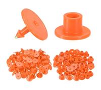 M METERXITY 100-Pack Cattle Ear Tags, Plastic Round Blank Livestock Ear Tags for Cows/Sheep/Cattle/Pig, Farm Animal Identification Markers [Orange]