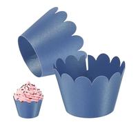 M METERXITY 100-Pack Cupcake Wrappers, Wave Decoration Standard Baking Cups for Wedding/Birthday Party/Bakeries/Cafes Cake Decoration, Bake Cake Paper[Navy Blue]