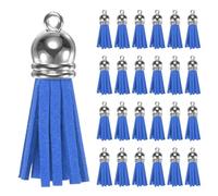 M METERXITY 100-Pack Faux Suede Tassel 1.4 Inch Small Keychain Rust Faux Leather Tassels Charm Dark Blue with Rings for DIY Crafts/Keychain/Earrings/Bracelets/Necklace