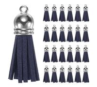 M METERXITY 100-Pack Faux Suede Tassel 1.4 Inch Small Keychain Rust Faux Leather Tassels Charm Navy Blue with Rings for DIY Crafts/Keychain/Earrings/Bracelets/Necklace